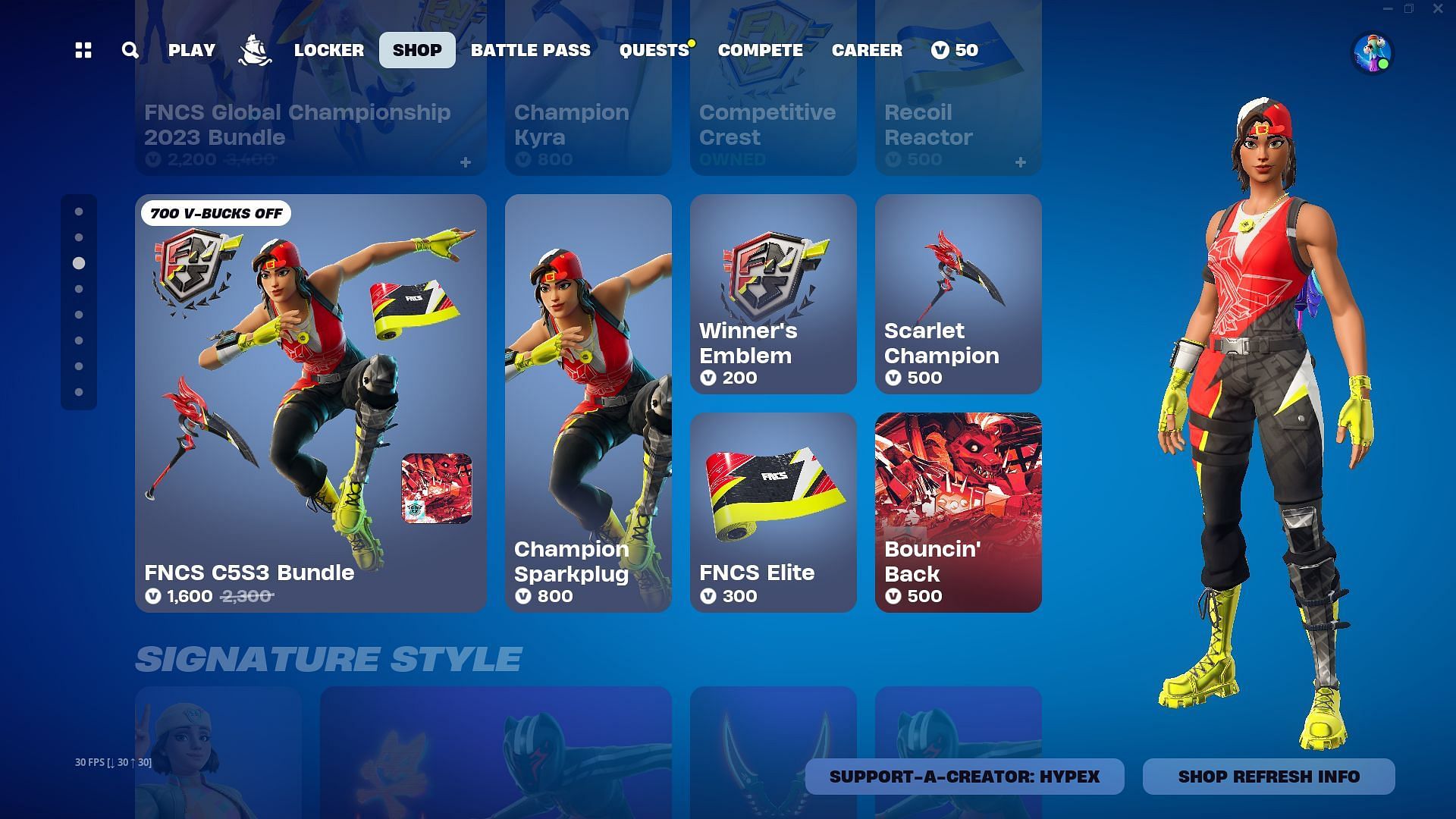 You can purchase the Champion Sparkplug skin in Fortnite separately (Image via Epic Games)