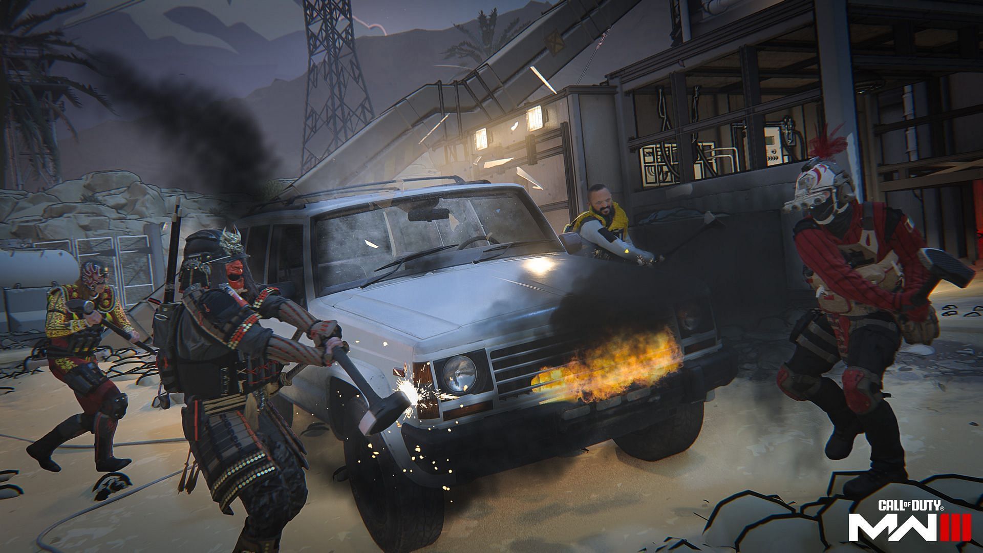 Beat up the Car Mini-game in CoD Warrior game mode (Image via Activision)