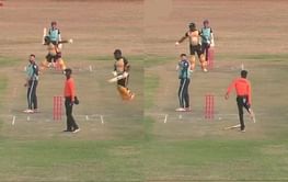 [Watch] Zimbabwe cricketer's flamboyant bat-throwing celebration goes wrong as flying willow hits umpire's leg