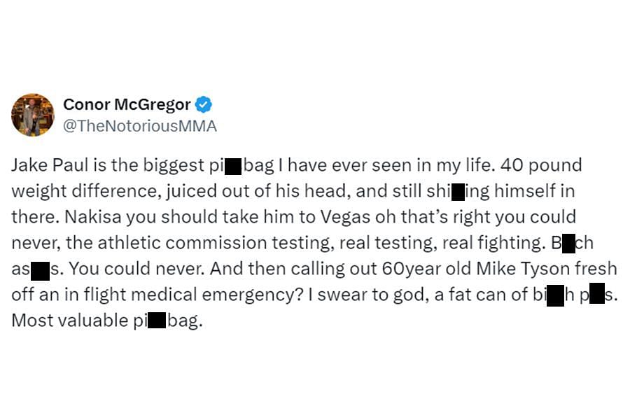 McGregor's post on X