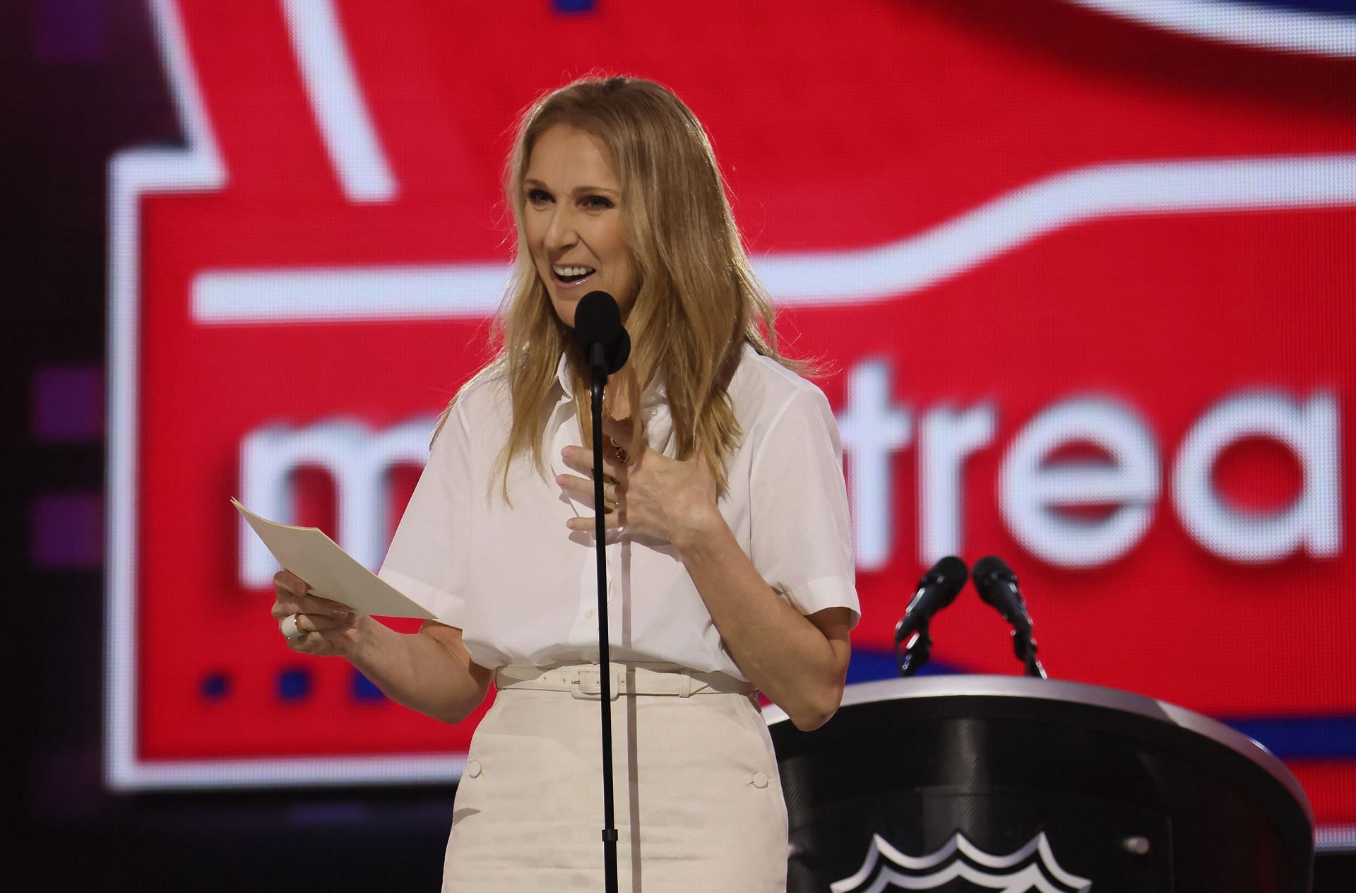 Celine Dion pictured here at the 2024 NHL Draft [Getty]