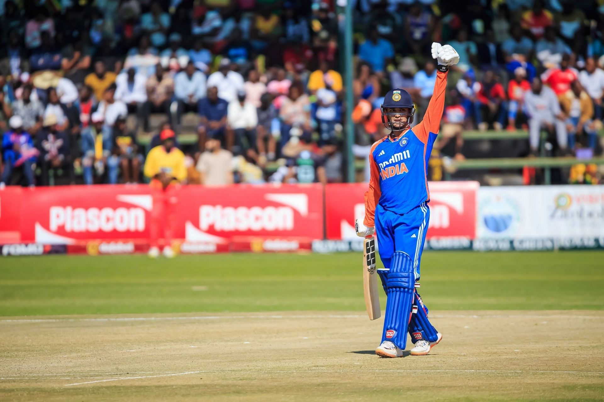 Abhishek Sharma struck seven fours and eight sixes in his century. [P/C: BCCI/X]