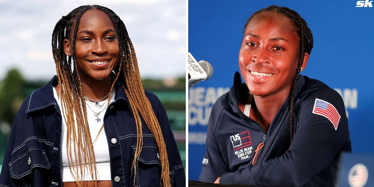 Coco Gauff flaunts her American-themed nail art and hairstyle (Source: Getty)