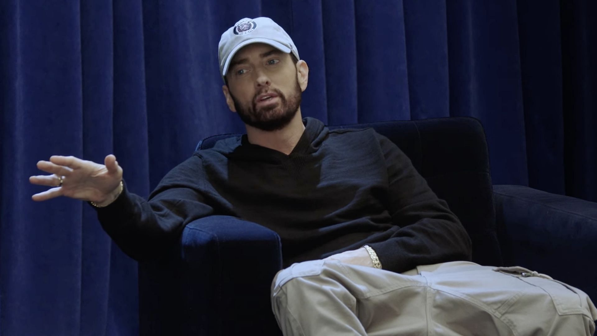 Marshall Mathers in Complex&#039;s &quot;THE FACE OFF&quot; interview uploaded to YouTube on July 31, 2024 (Image via YouTube/@complex)