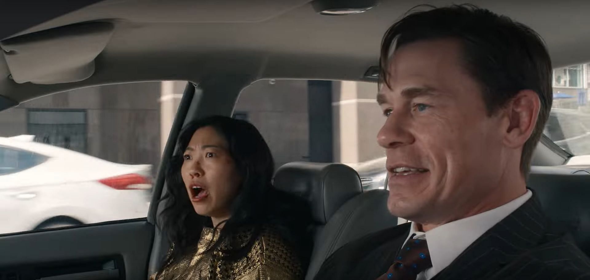 Jackpot stars Awkwafina and John Cena. (Image via Prime Video)