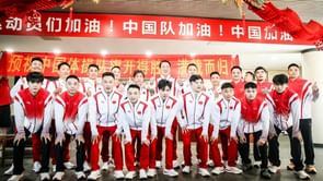 Chinese contingent pose for photos in their new outfit ahead of the Paris Olympics 2024