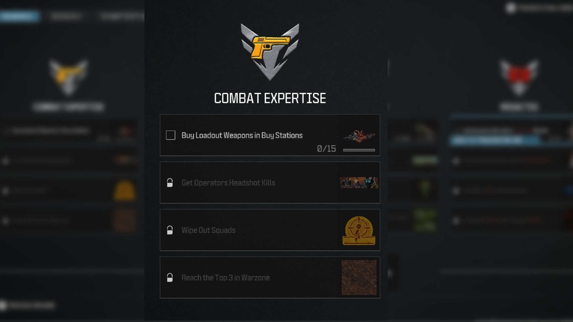 Combat Expertise challenges in WZ (Image via Activision)