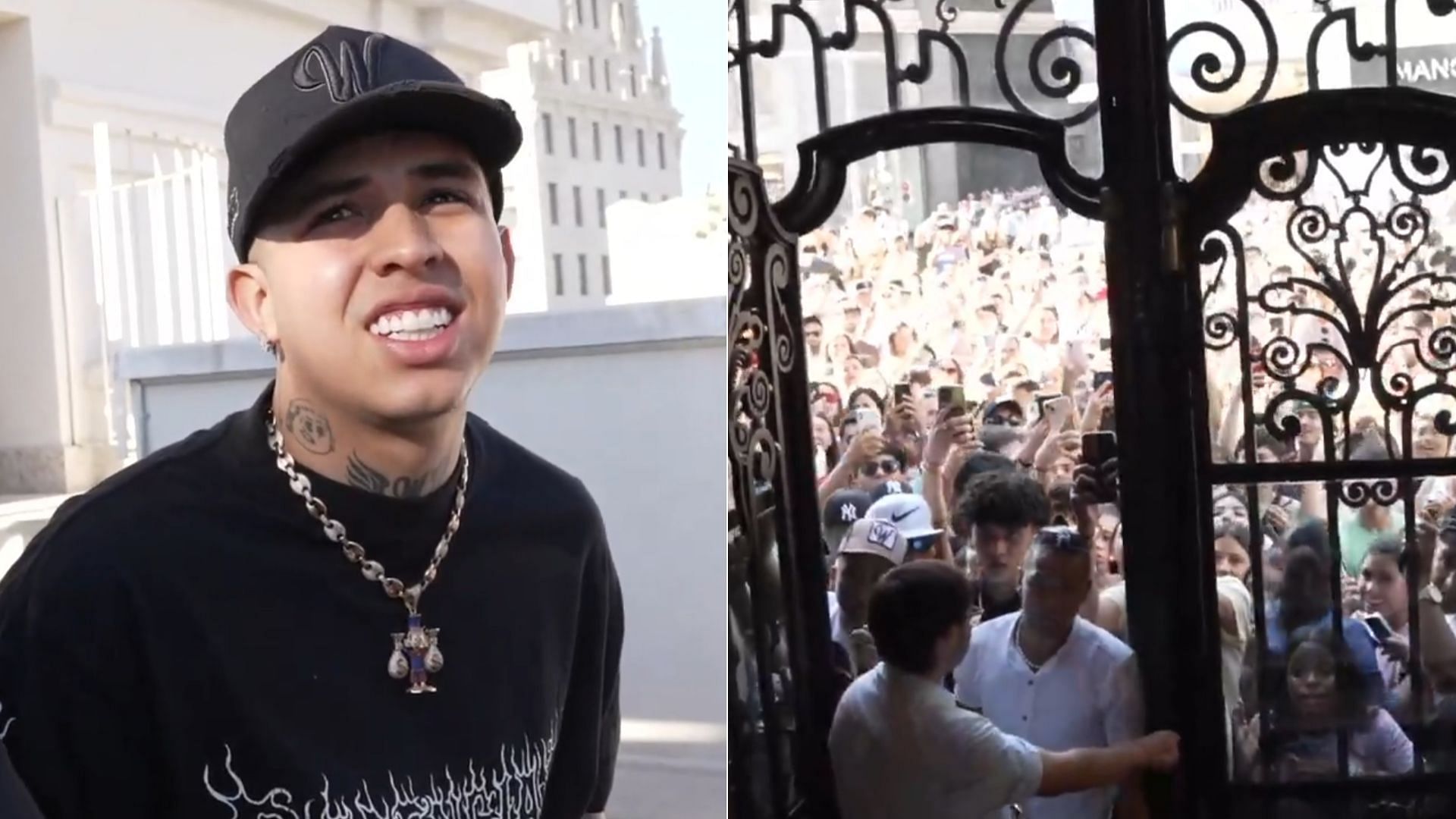 Westcol was met with a massive gathering of fans outside a hotel in Madrid, Spain (Image via Westcol/Kick)