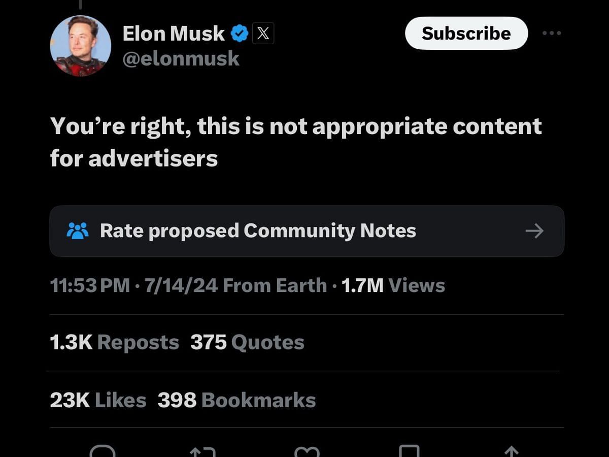 Musk responds to one of Destiny&#039;s posts (Image via X/elonmusk)