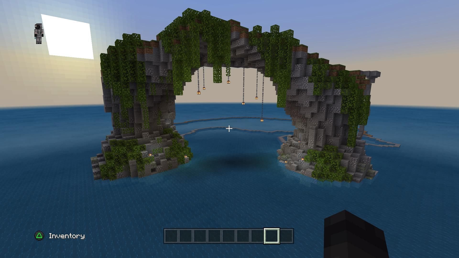 A large archway made using natural blocks and materials (Image via _maybe_i_will/Reddit)