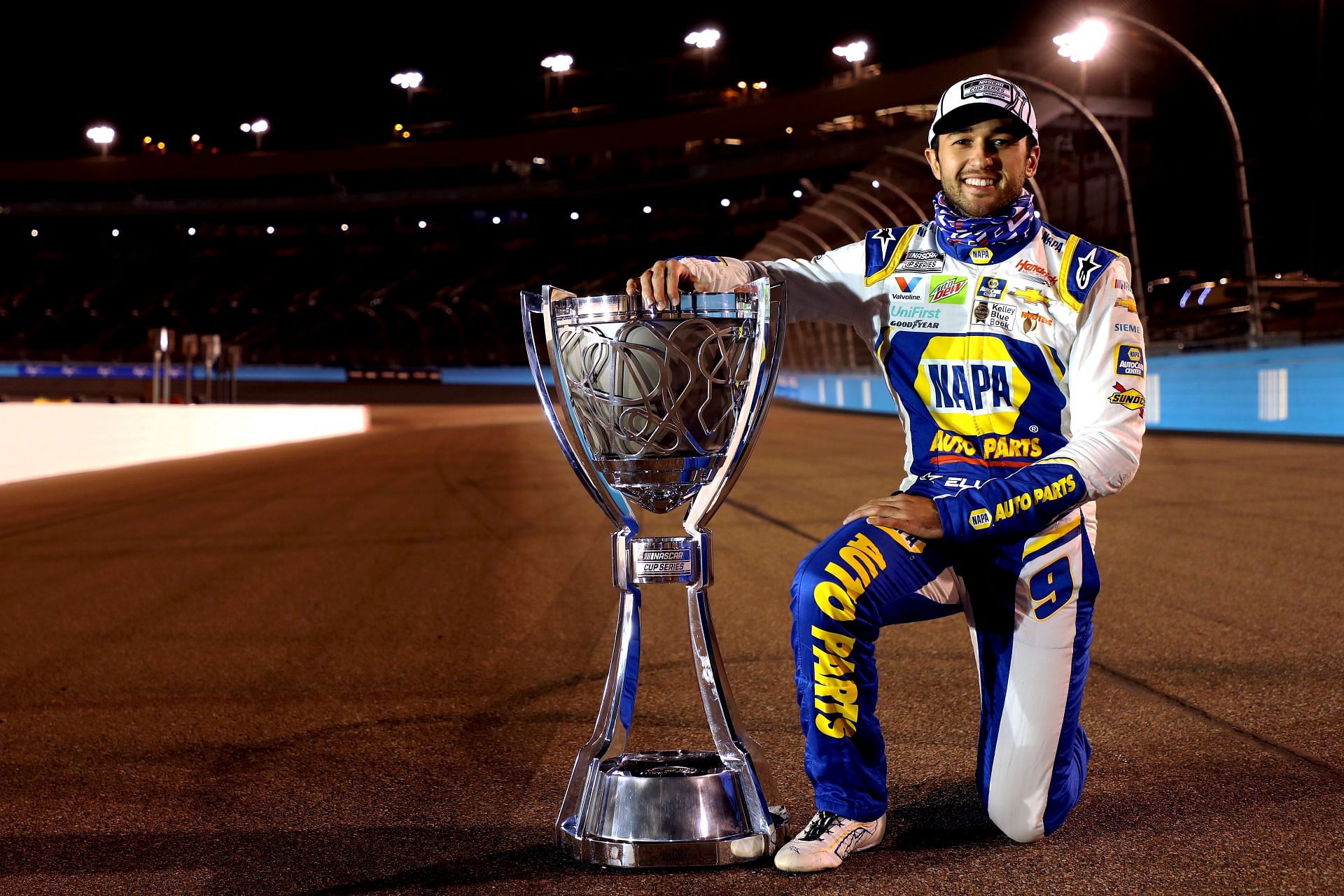 Chase Elliott after winning the NASCAR Cup Series Season Finale 500 and the 2020 NASCAR Cup Series Championship | Christian Petersen/Getty 