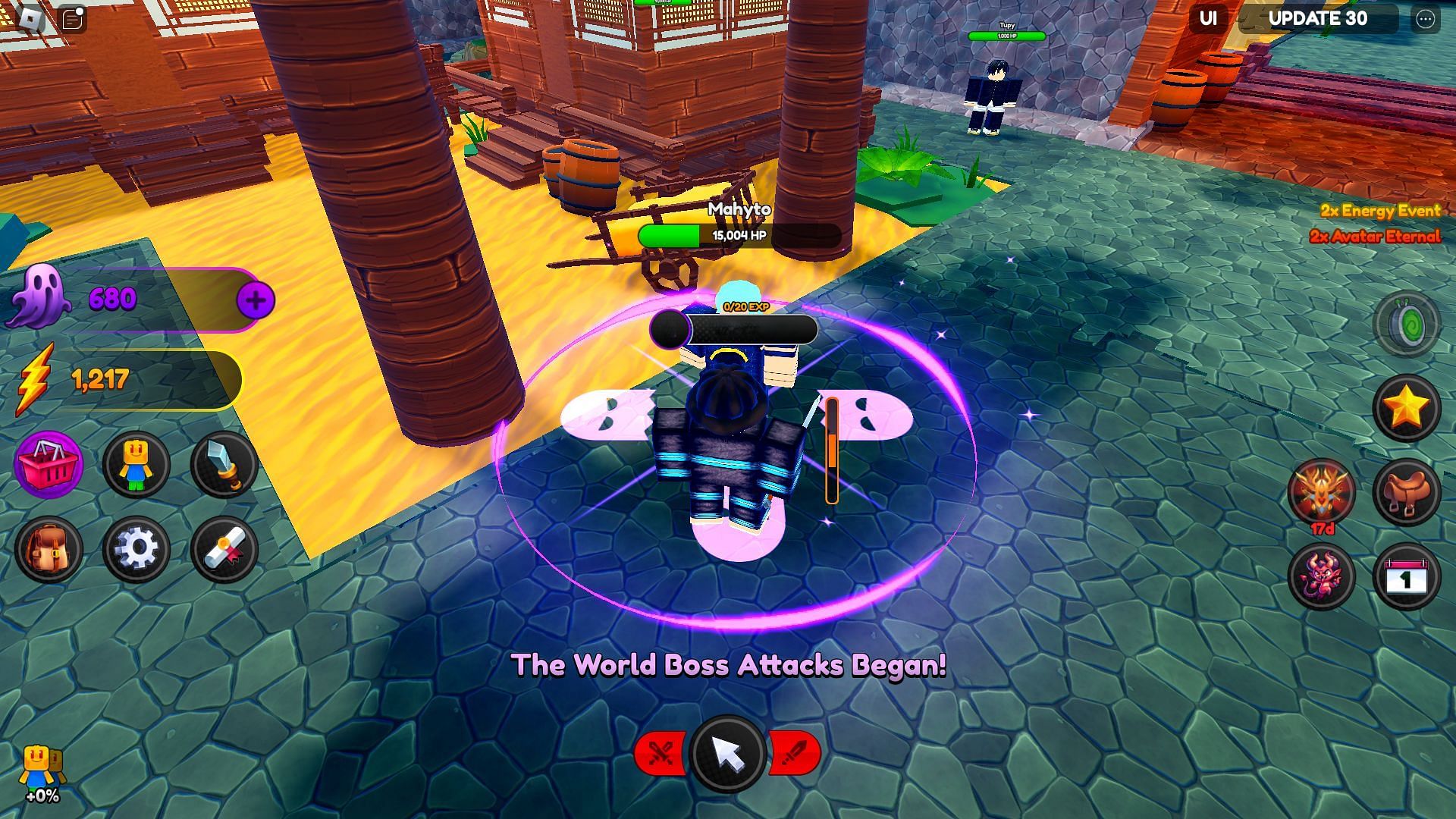 Fighting a basic enemy (Image via Roblox)