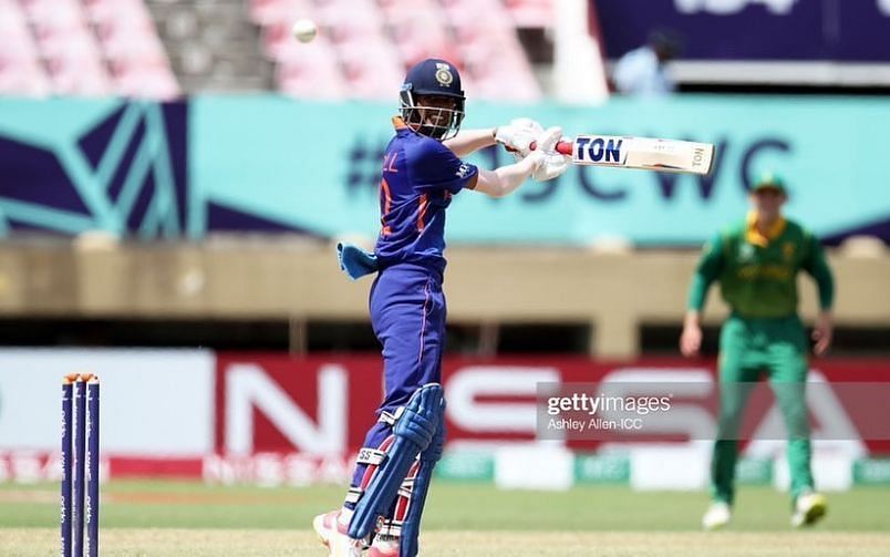 Yash Dhull in action at the ICC Under-19 Cricket World Cup 2022 (Image Credits: Yash Dhull&#039;s Instagram)