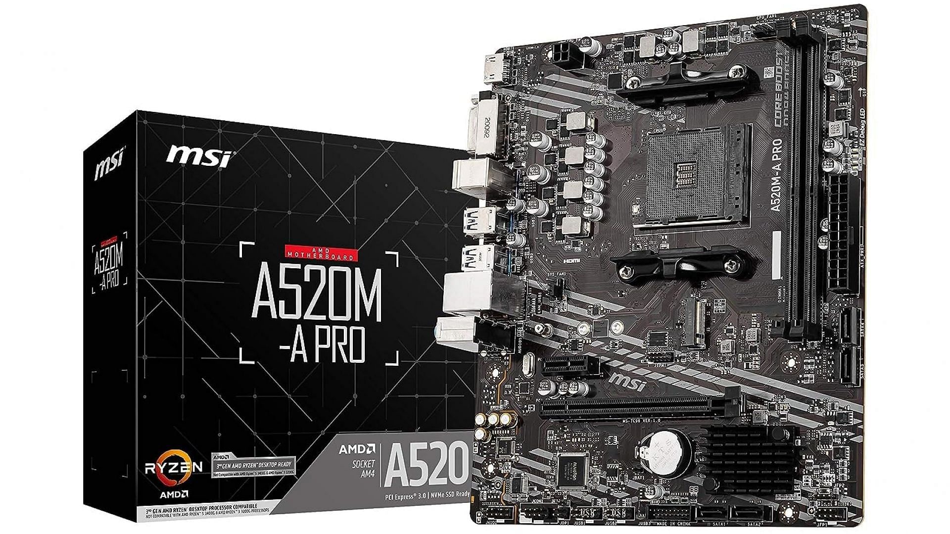 The MSI A520M-A PRO motherboard (Image via MSI, Amazon)