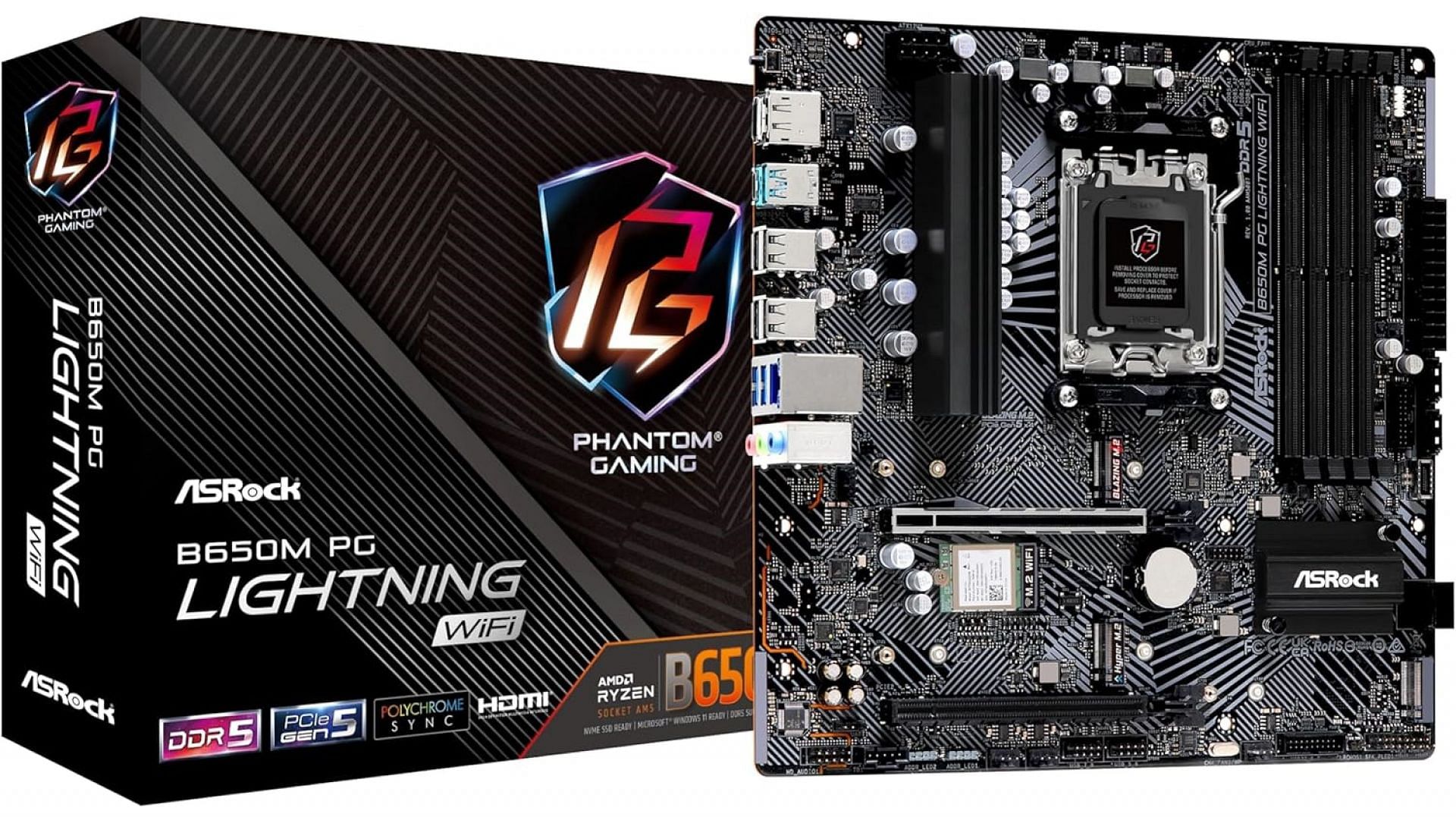 ASRock B650M PG Lightning WiFi motherboard (Image via ASRock, Amazon)