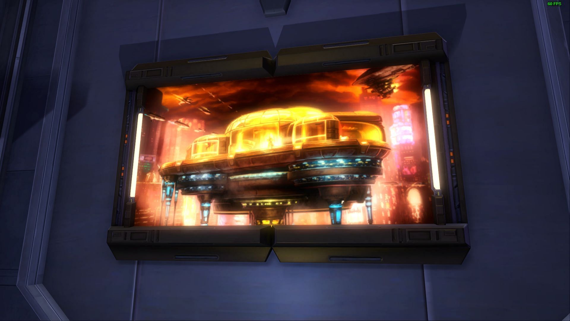 Poster decoration depicting the Nar Shaddaa Stronghold in SWTOR (Image via Electronic Arts)