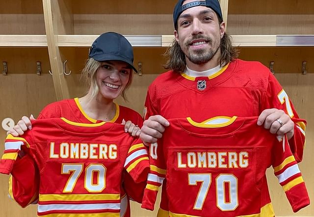 Calgary Flames welcome Ryan Lomberg and family with personalized jerseys (image credit: instagram.com/ nhlflames)