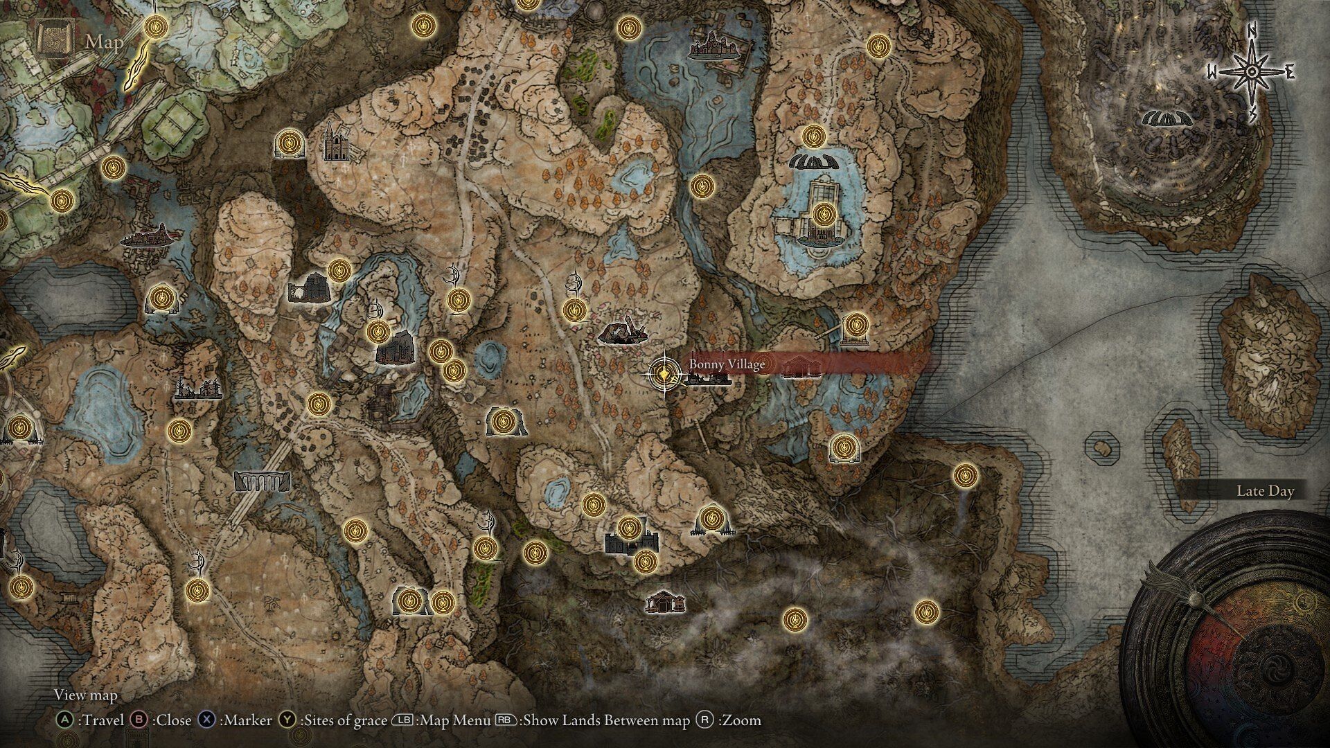 Location of the Bonny Village in Elden Ring Shadow of the Erdtree (Image via FromSoftware)