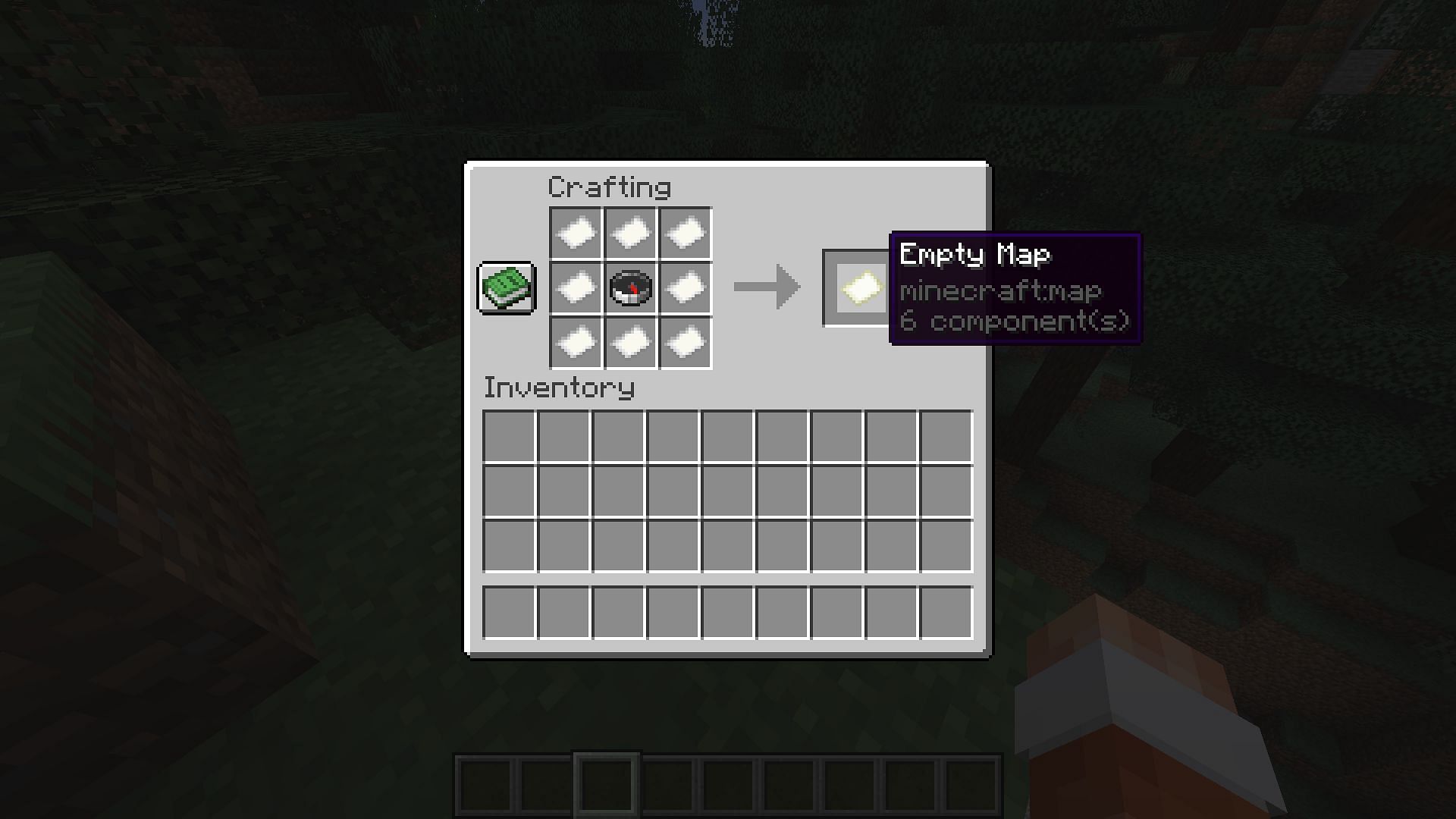 The crafting recipe of a standard map in Minecraft: Java Edition (Image via Mojang)