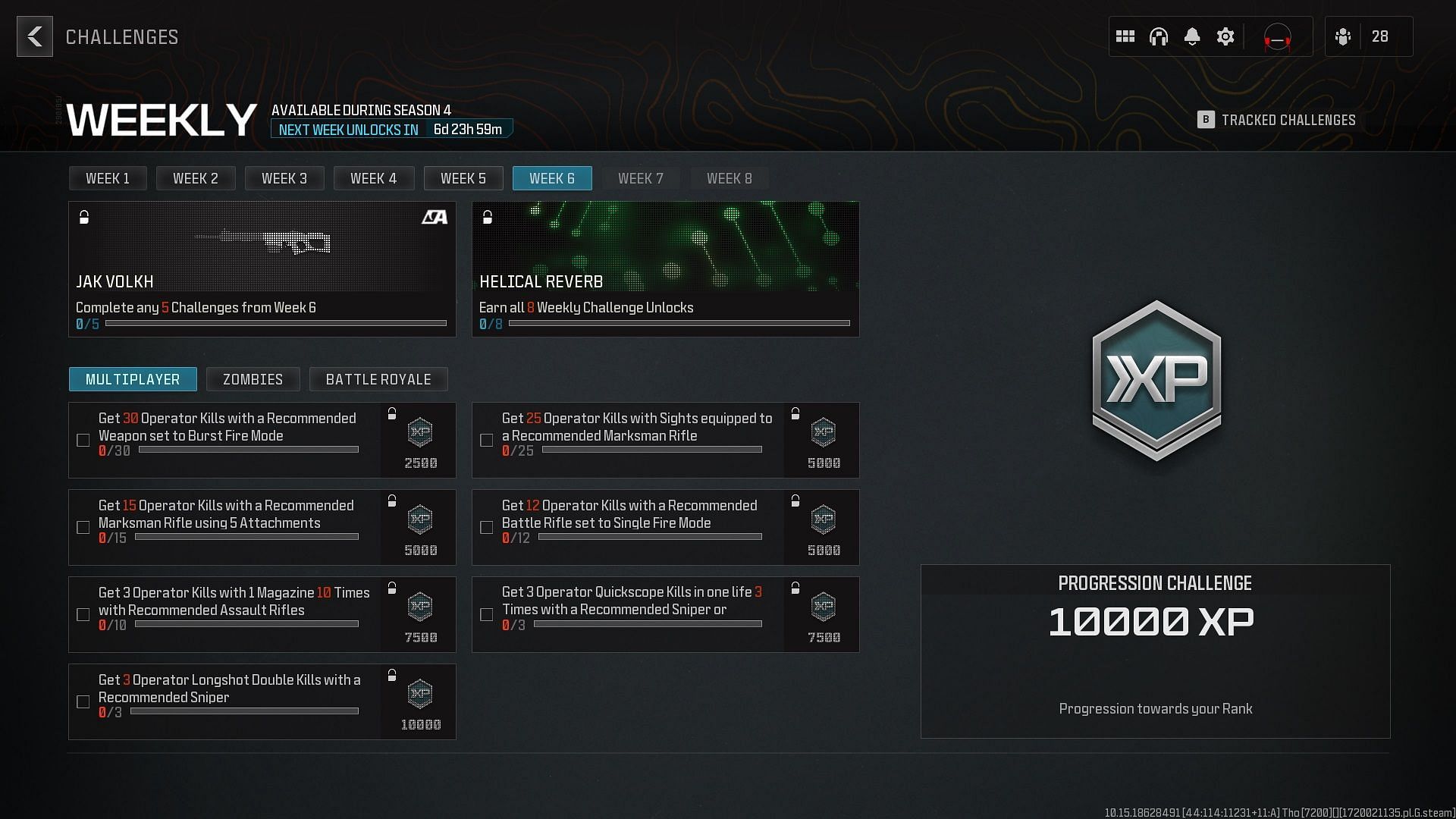 All MW3 Multiplayer Season 4 Week 6 challenges and rewards (Image via Activision)