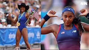 "I love Coco Gauff" - Tara Davis-Woodhall cheers for the American as she plays her first match at the Paris Olympics