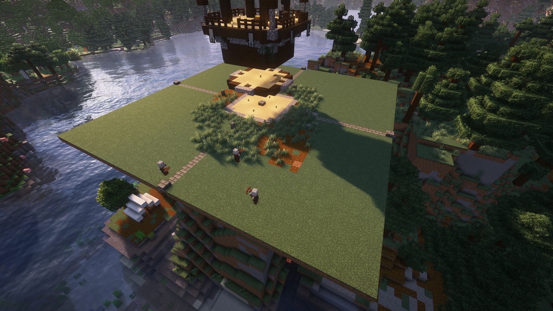 The large pillager spawn platform added to the farm (Image via Mojang)