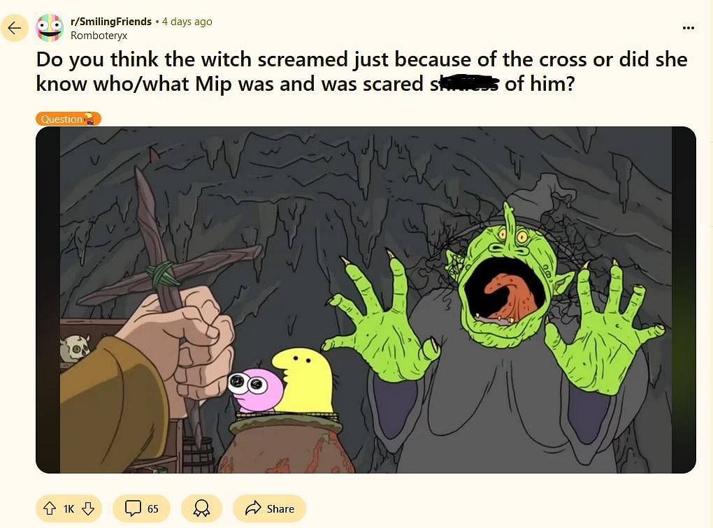 Mip&#039;s defeat of the witch is being viewed in a new light. (Image via Reddit)