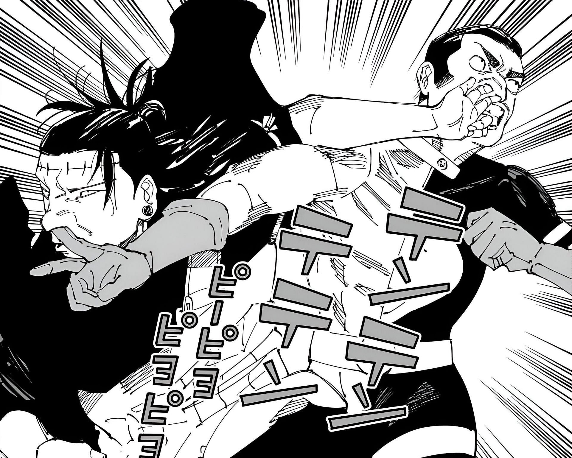 Takaba vs Kenjaku as seen in the manga (Image via Shueisha)