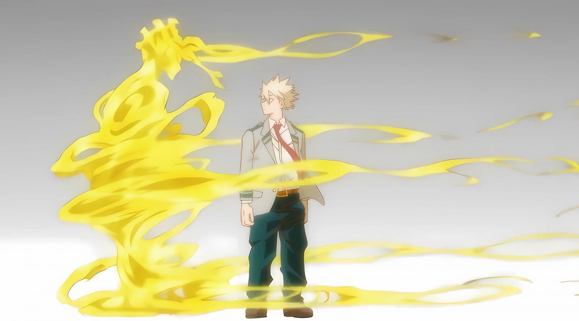 Bakugo standing alongside All Might&#039;s vestige as seen in the anime (Image via Bones)