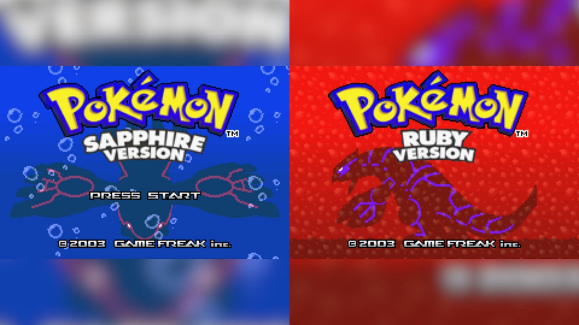 The title screen of the English variants of Ruby &amp; Sapphire (Image via The Pokemon Company)