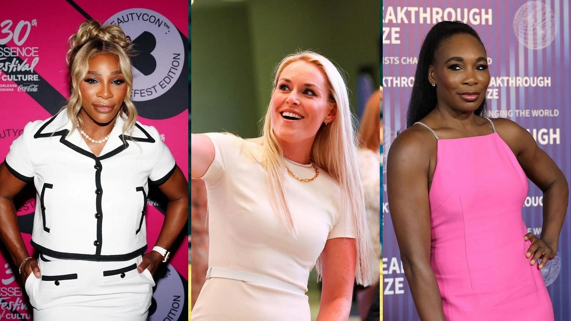 Serena Williams (L), Lindsey Vonn (M) and Venus Williams (R)/Getty Images 