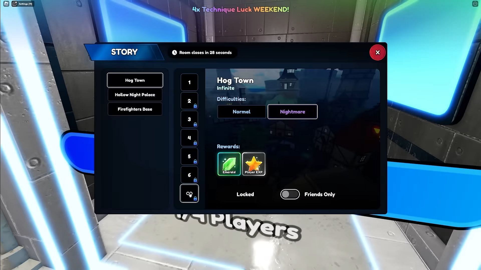 Story mode stage select screen (Image via Roblox || Sebbyastian/YouTube)