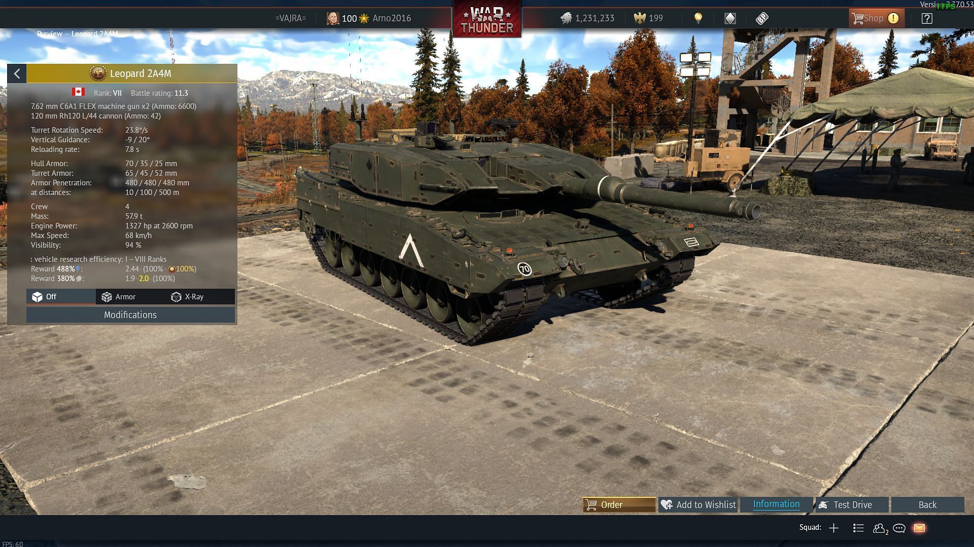 The Leopard 2A4M CAN in War Thunder (Image via Gaijin Entertainment)