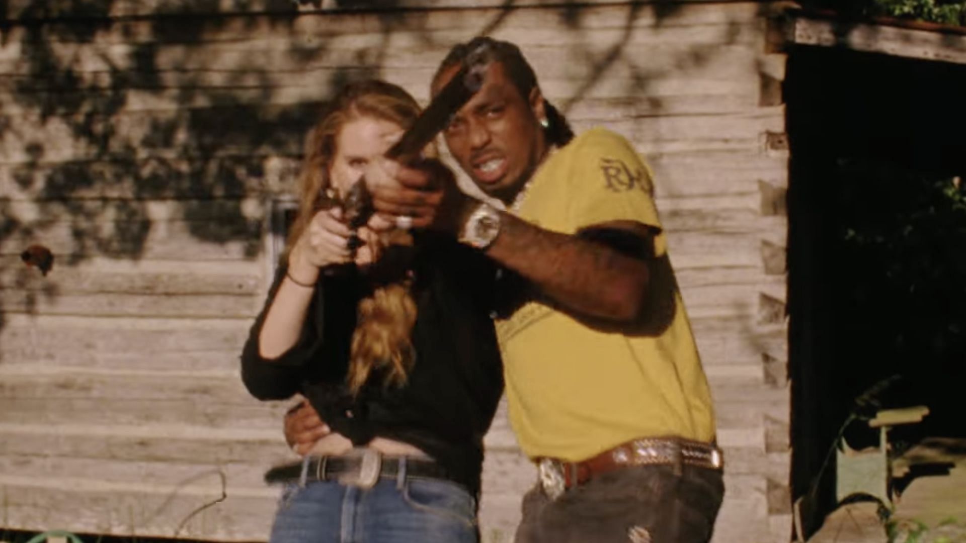 Lana Del Rey and Quavo in the music video for &#039;Tough&#039; (Image via YouTube/@ quavohuncho5077)