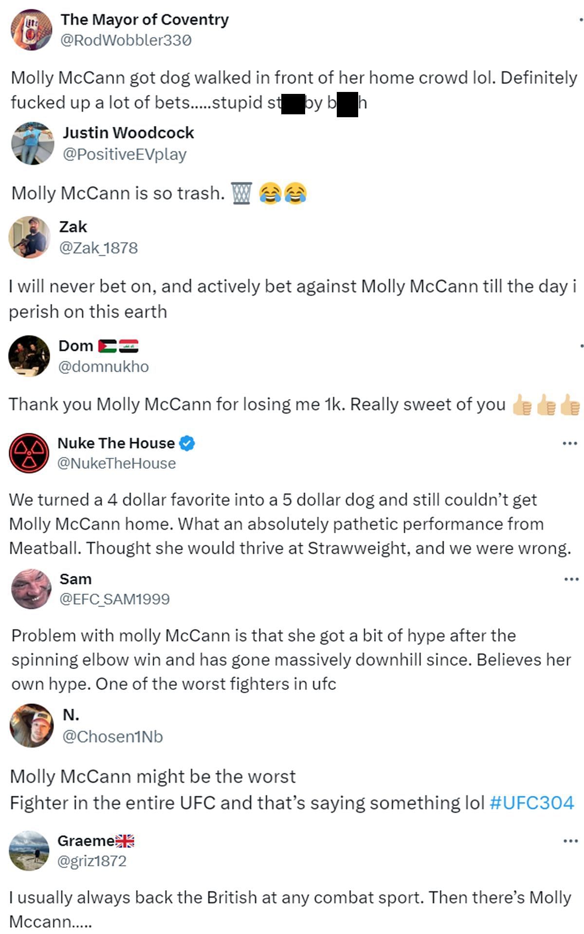 Fan reactions to Molly McCann&#039;s loss