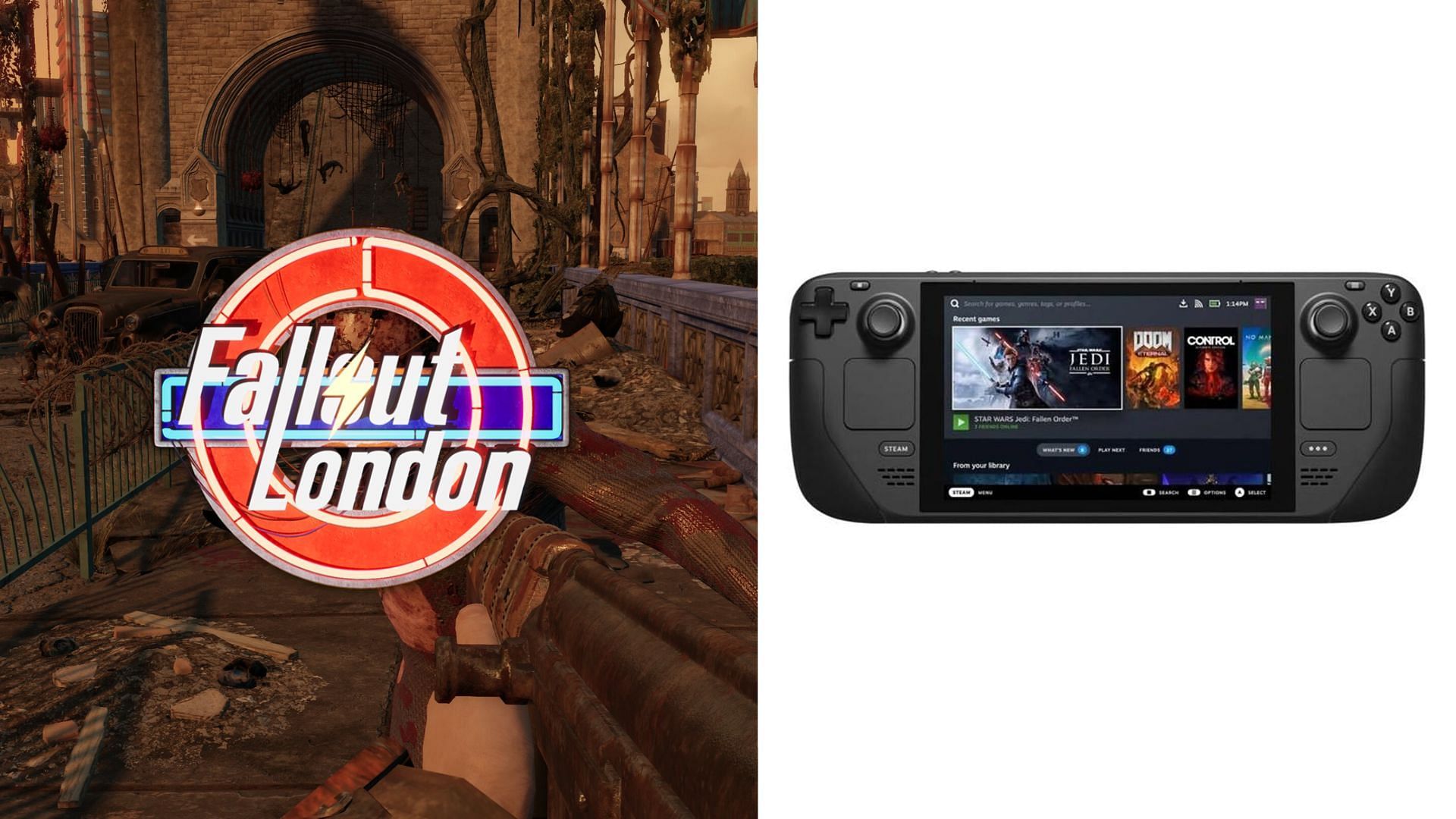 Fallout London runs pretty well on the Steam Deck (Image via Team FOLON and Amazon)