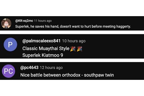 Screenshot of fans' comments