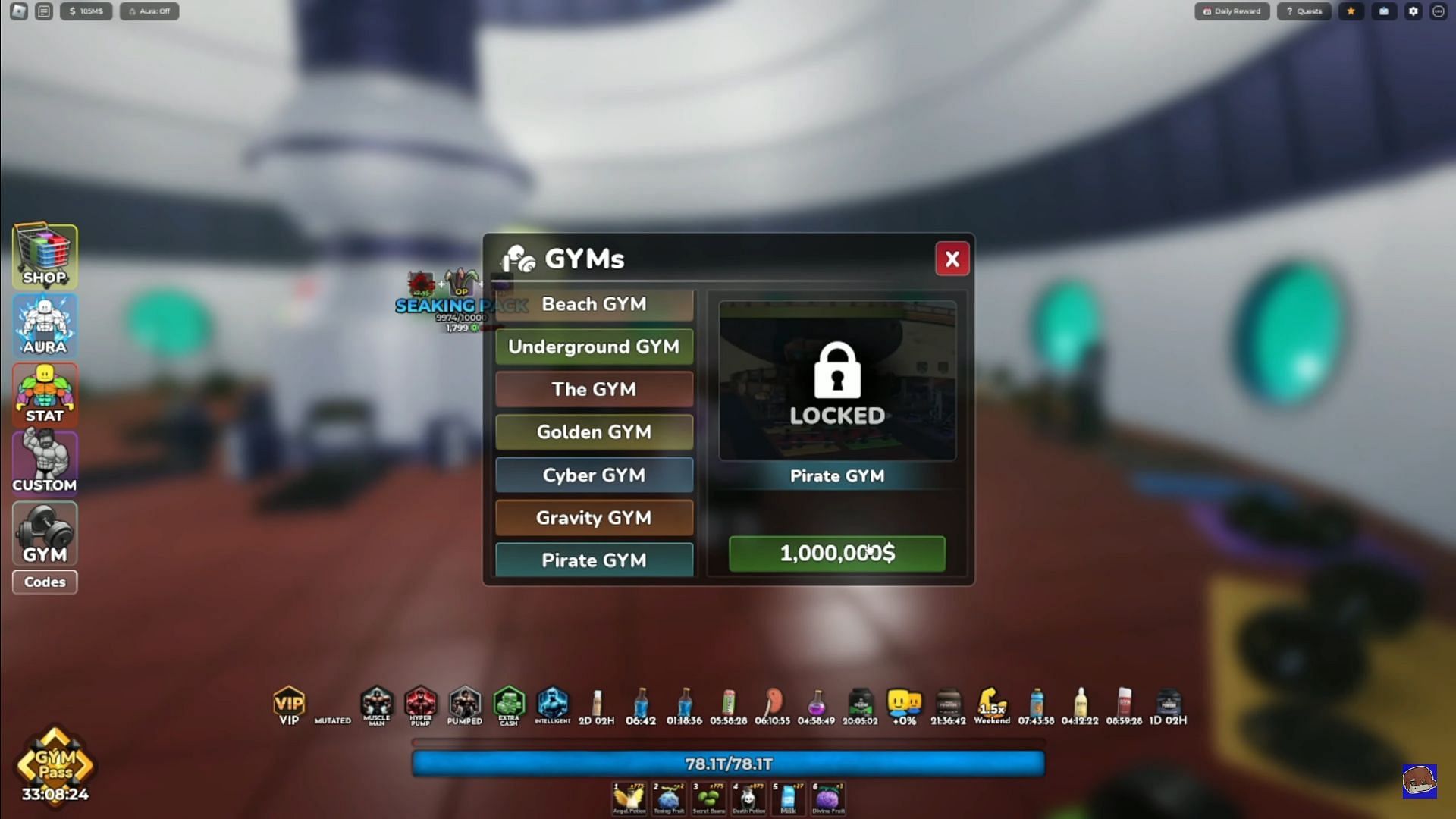 Unlocking the Pirate Gym (Image via Roblox || JuniorGummy on YouTube)