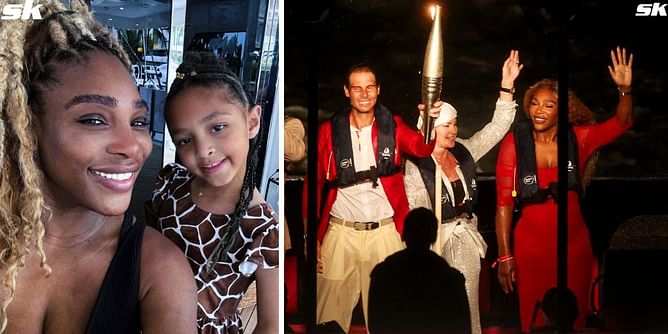 "Mommy's waving at me" - Serena Williams' daughter Olympia squeals in delight over American joining Rafael Nadal to hold Olympic torch in Paris