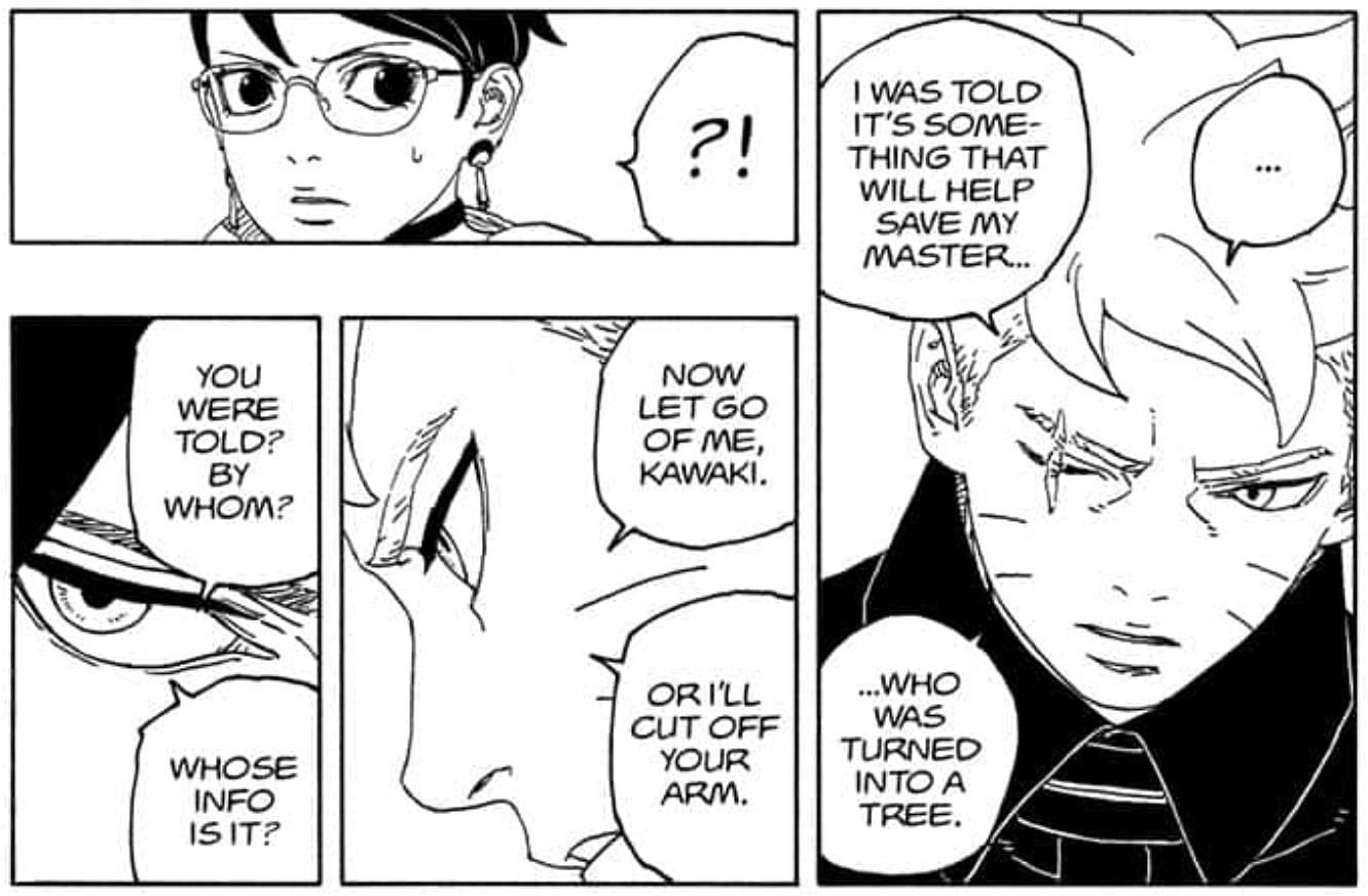 Boruto explaining the Thorn Soul Bulb in the manga (Image via Shueisha)