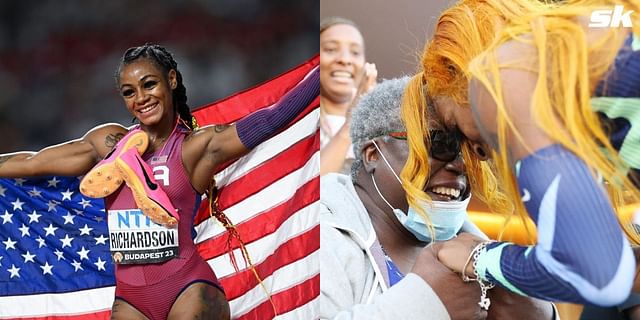 Brought a tear to my eye"; "Beautiful and Inspirational" - Fans react to  Sha'Carri Richardson's grandmother posing with Olympian's Nike poster