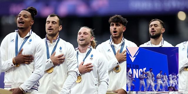 The French rugby sevens team secured their first Olympic medal at Paris Games. (Image by Getty, inset by Equipe France)