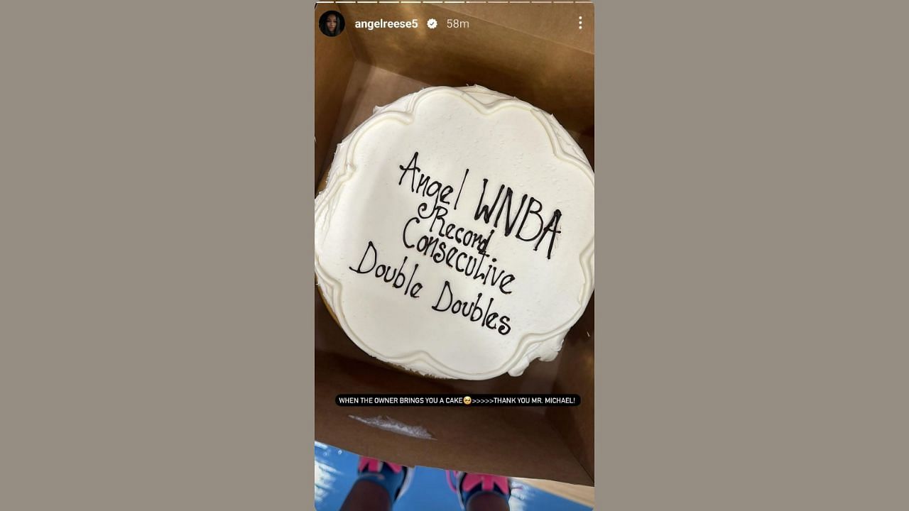 Reese&#039;s story features the white cake from Sky owner. (Credits: @angelreese5/Instagram)