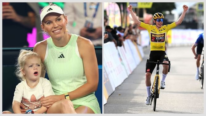 "Go Jonas" - Caroline Wozniacki's daughter Olivia adorably cheers on Danish cyclist Jonas Vingegaard as the pair watch the race live in France