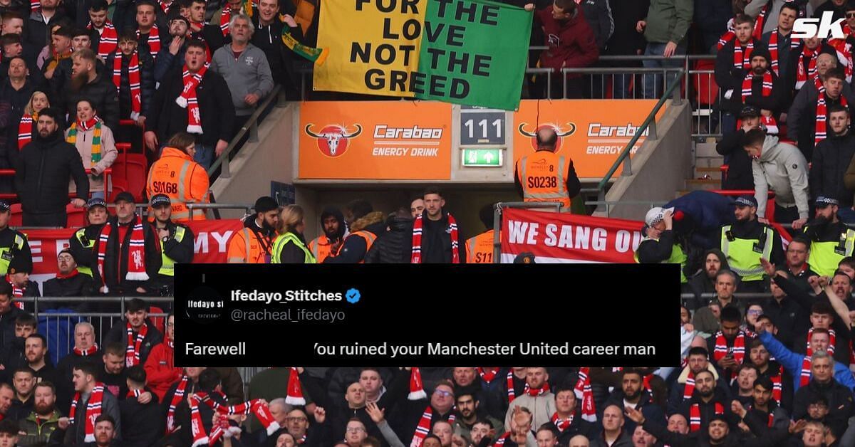 Manchester United fans react as forward player completes permanent move to Ligue 1 club. Picture Credits: Getty, Twitter- @racheal_ifedayo