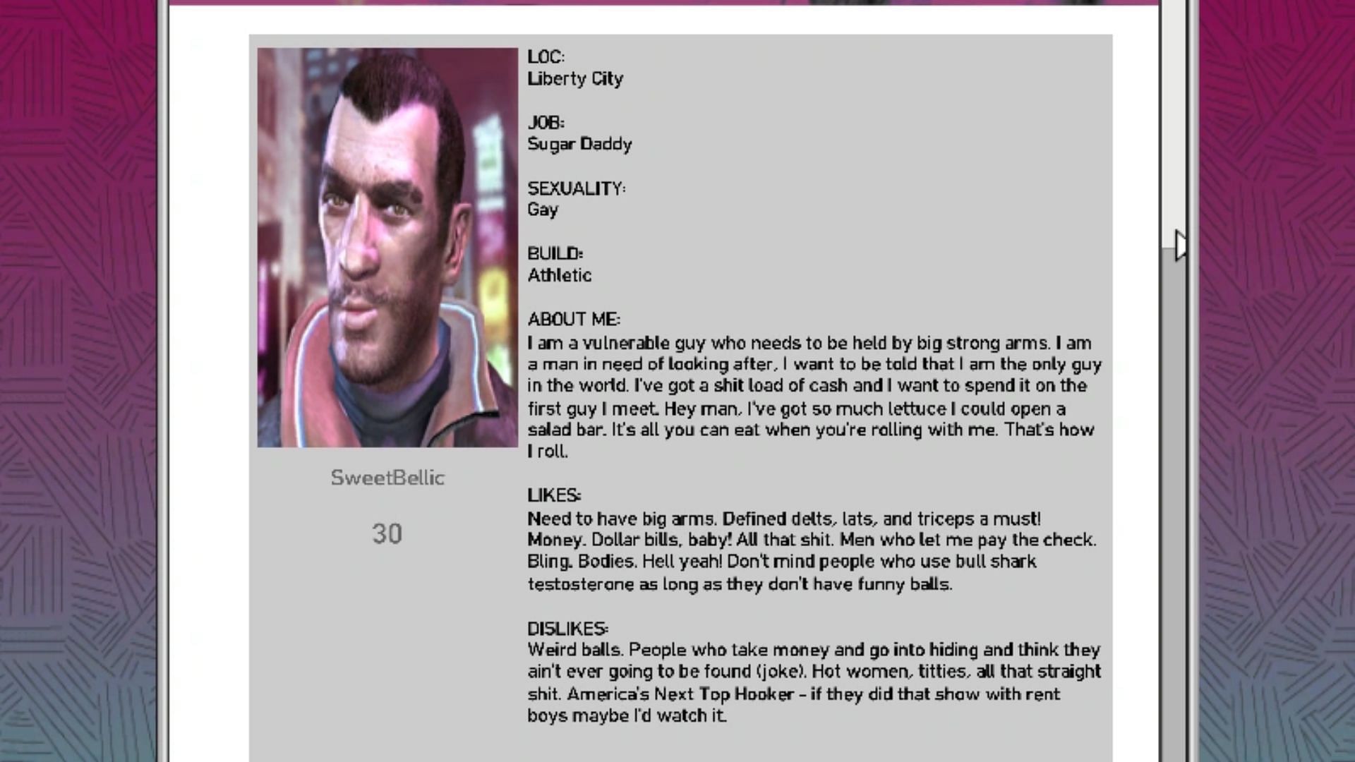 The fake Love Meet profile in question (Image via Rockstar Games)