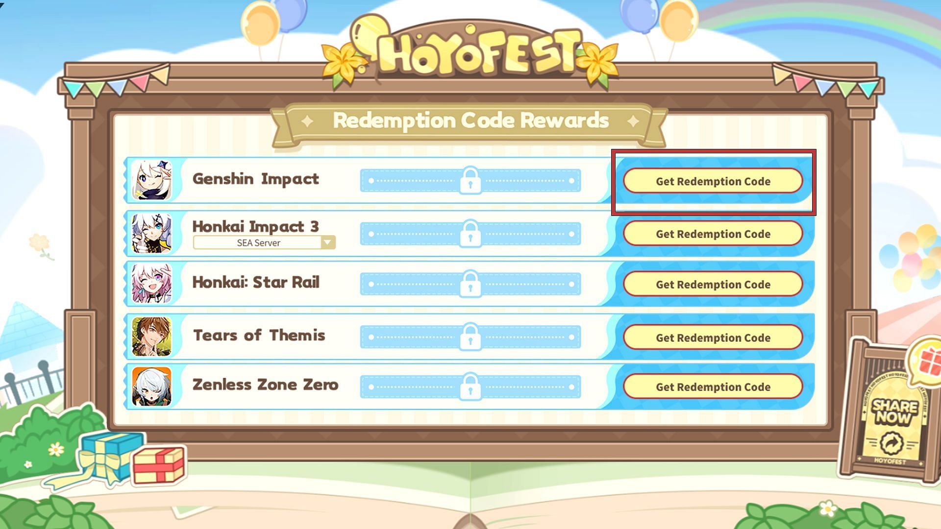 Generate your redemption code (Image via HoYoverse)