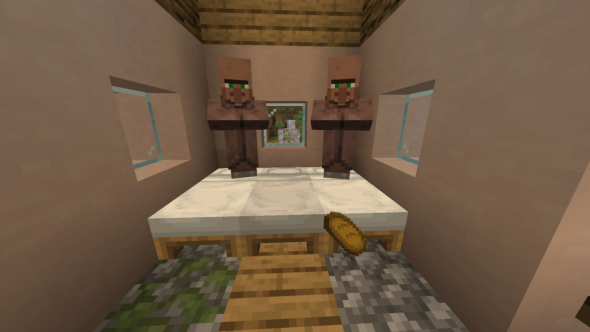 Villagers need beds and a certain amount of food to breed in Minecraft (Image via Mojang)