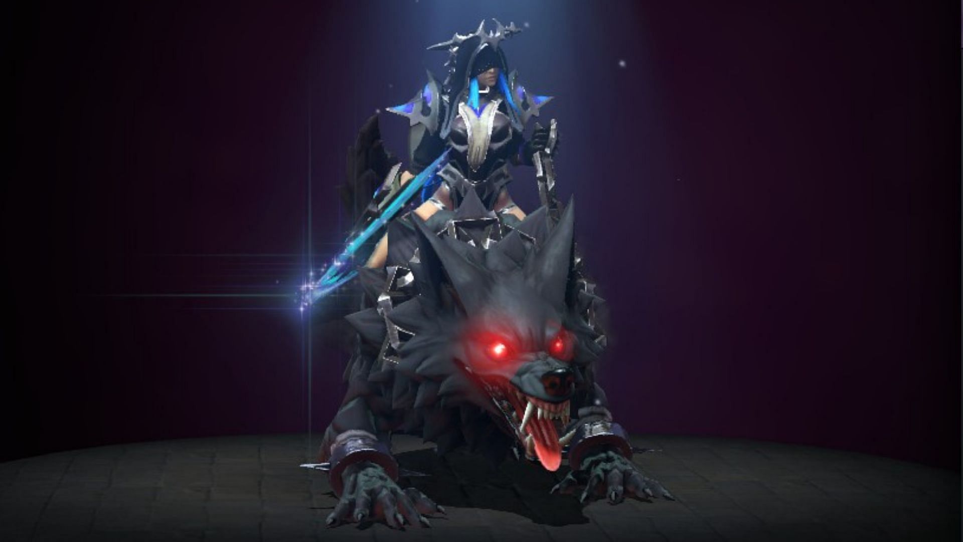 Luna&#039;s eyes are covered in her Bloodmoon Stalker set (Image via Valve)