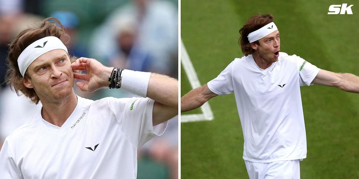Andrey Rublev pictured at Wimbledon 2024 (Source: Getty)